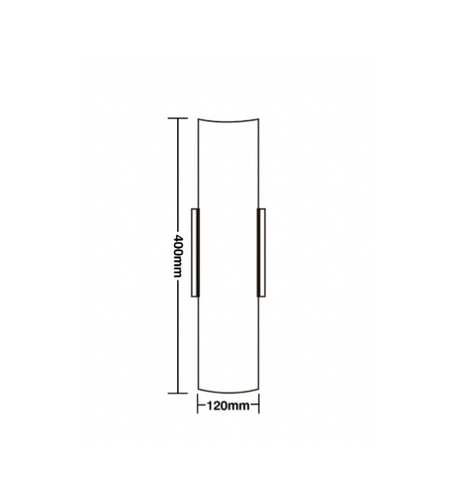 Arandela taschibra embau curva vidro fosco 2xe27 40cm