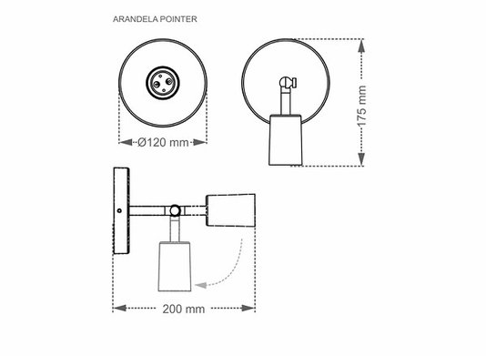 Arandela taschibra pointer 1xe27 preta