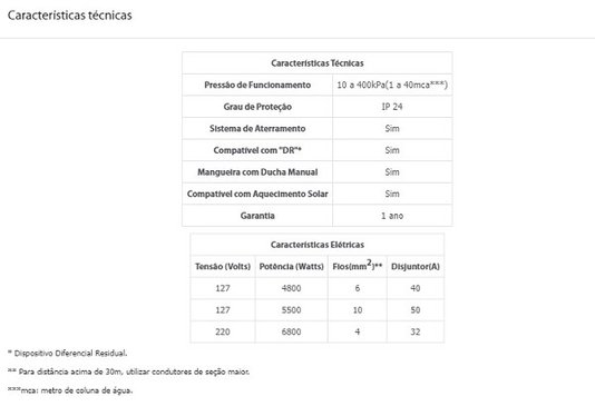 Chuveiro bella ducha 4t 6800w 220v lorenzetti