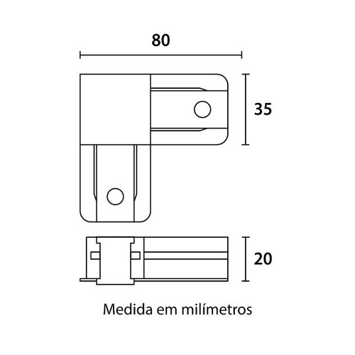 Conexao l para trilho eletrificado preto