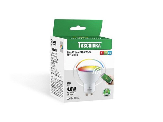 Smart lampada led dicroica mr16 4,8w rgb taschibra