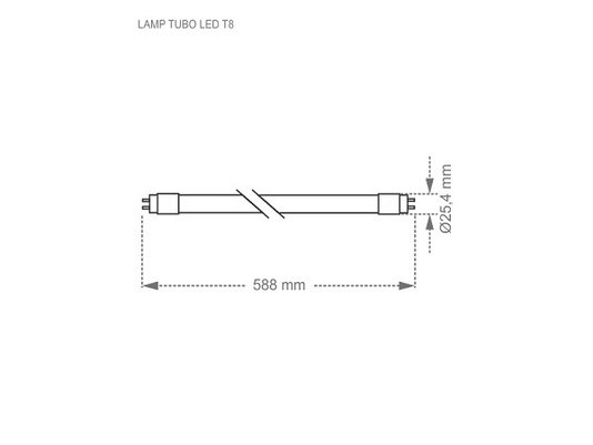 Lampada led tubo 9,9w 60cm 6500k branca taschibra