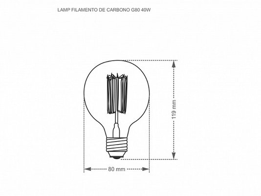 Lampada retro 40w g80 2200k ambar filamento de carbono taschibra/blumenox