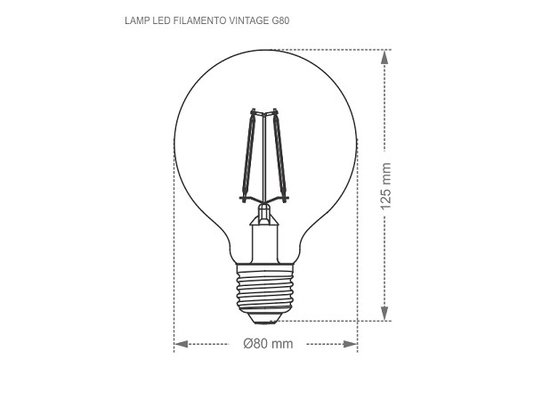 Lampada retro led globo g80 2200k ambar taschibra