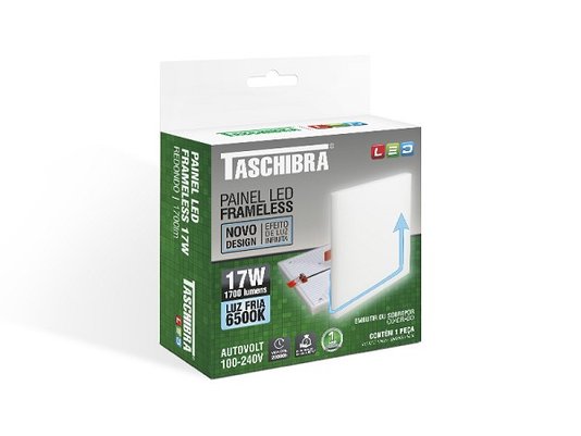 Plafon frameless taschibra 17w 6500k branca 1700lm