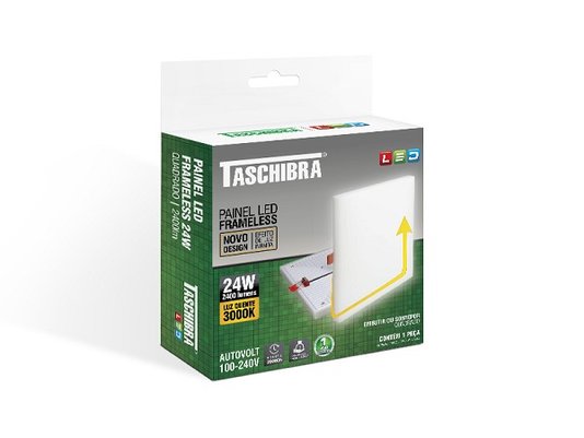 Plafon frameless taschibra 24w 3000k amarela 2400lm