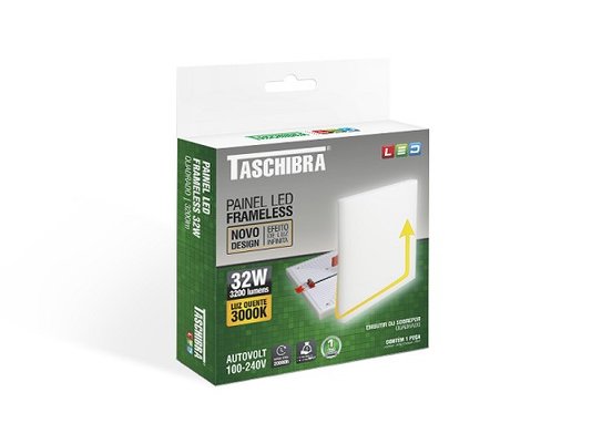 Plafon frameless taschibra 32w 3000k amarela 3200lm