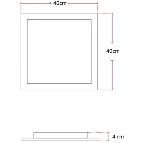 Plafon led 32w pro 40x40cm 3000k taschibra 3200lm
