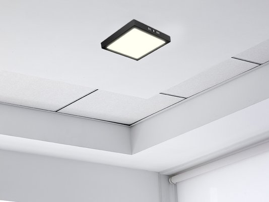 Plafon led preto 18w taschibra aluminio quad 6500k