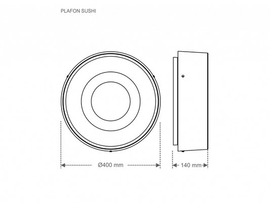 Plafon taschibra donuts 38cm 4xe27 preto