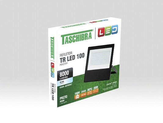 Refletor led preto 100w 6500k branca taschibra
