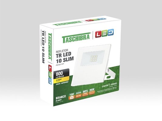 Refletor led branco 10w 3000k amarela taschibra