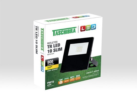 Refletor led preto 10w 3000k amarela taschibra