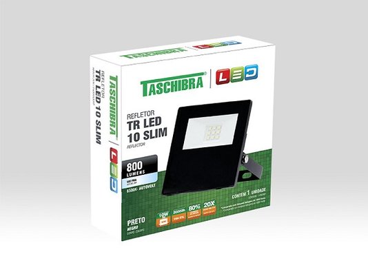Refletor led preto 10w 6500k branca taschibra