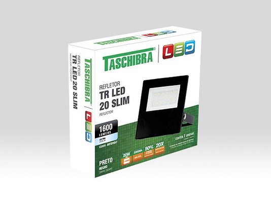 Refletor led preto 20w 6500k branca taschibra