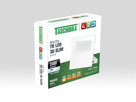 Refletor led branco 30w 6500k branca taschibra