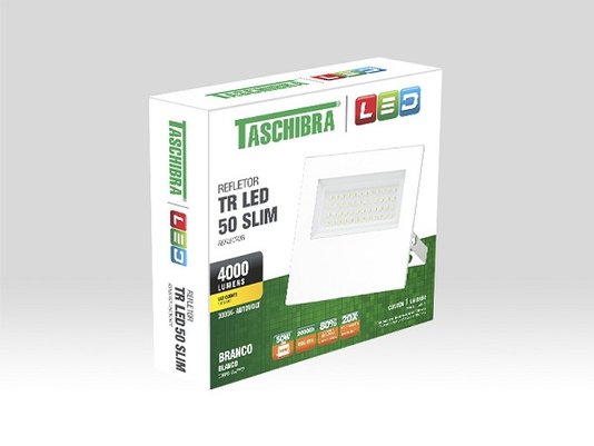 Refletor led branco 50w 3000k amarela taschibra
