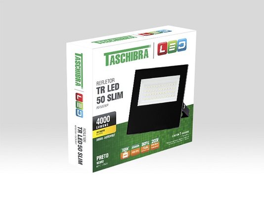 Refletor led preto 50w 3000k amarela taschibra