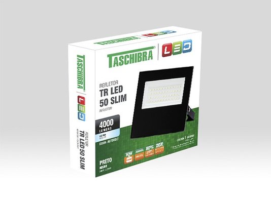 Refletor led preto 50w 6500k branca taschibra