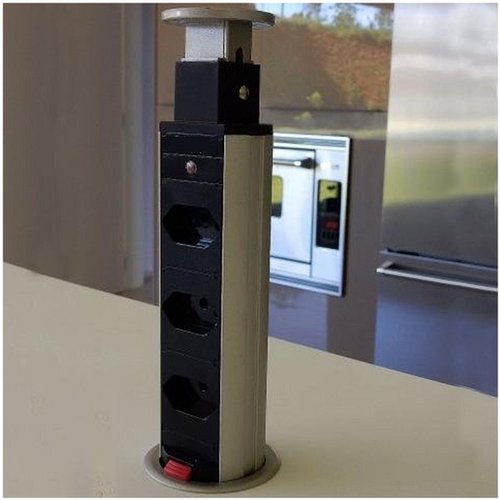 Torre com 3 tomada multiplug preto/cinza renna