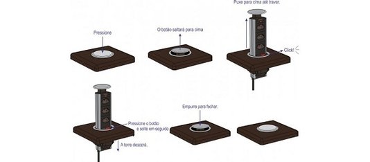 Torre com 3 tomada multiplug preto/cinza renna