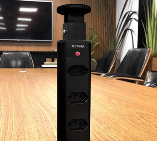 Torre com 3 tomada multiplug preto renna